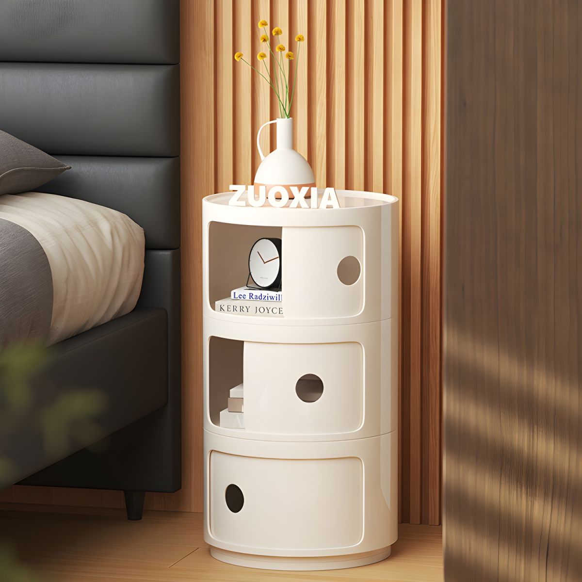 Round bedside table nordic plastic Bedside cabinet for bedroom