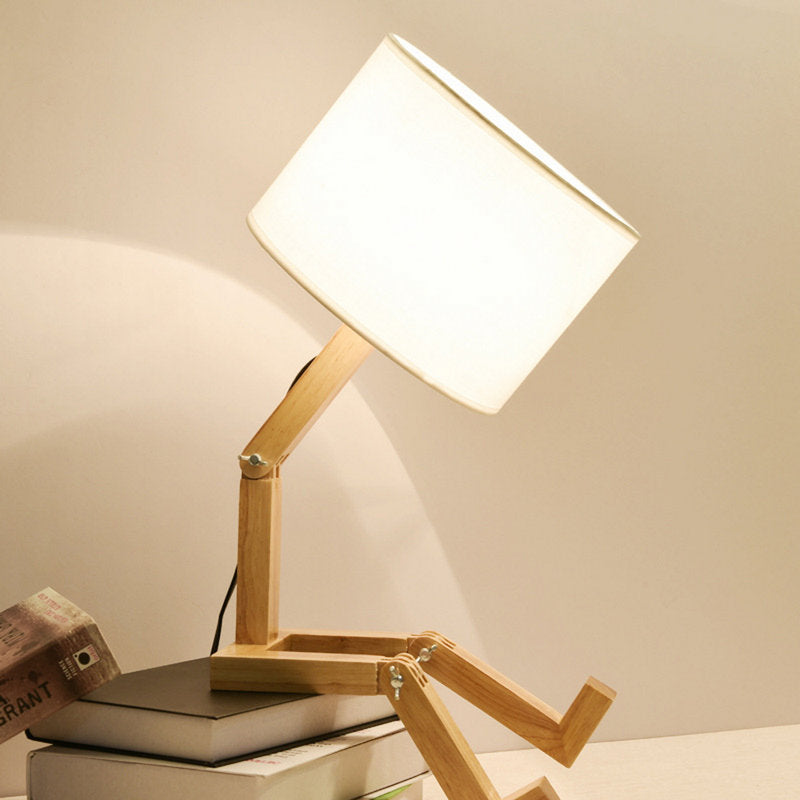 Robot Wooden Table Lamp